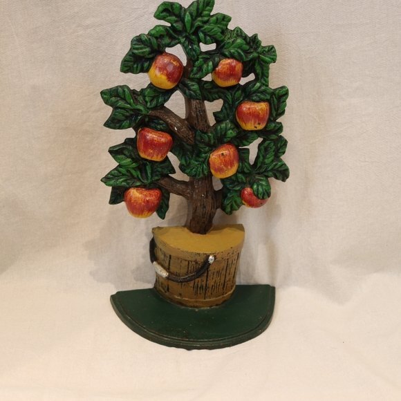 Vintage Cast Iron Apple Tree Doorstop Rustic Farmhouse Decor 12" Tall - Picture 3 of 14